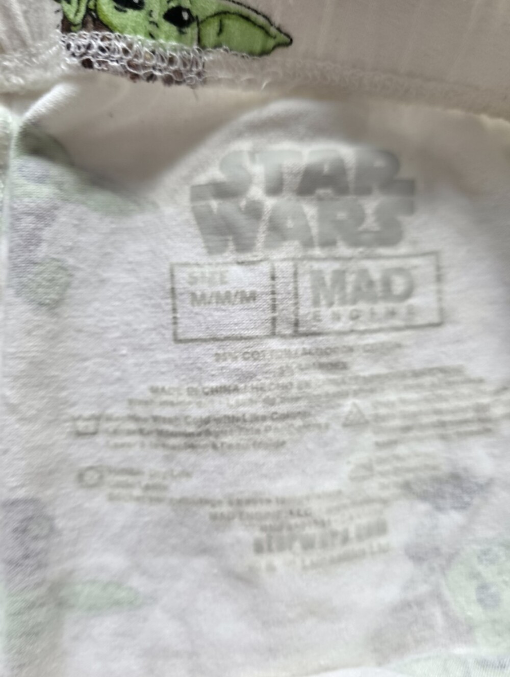 White Women’s Star Character Graphic Lounge Shorts - Baby Yoda Print - Picture 6 of 6